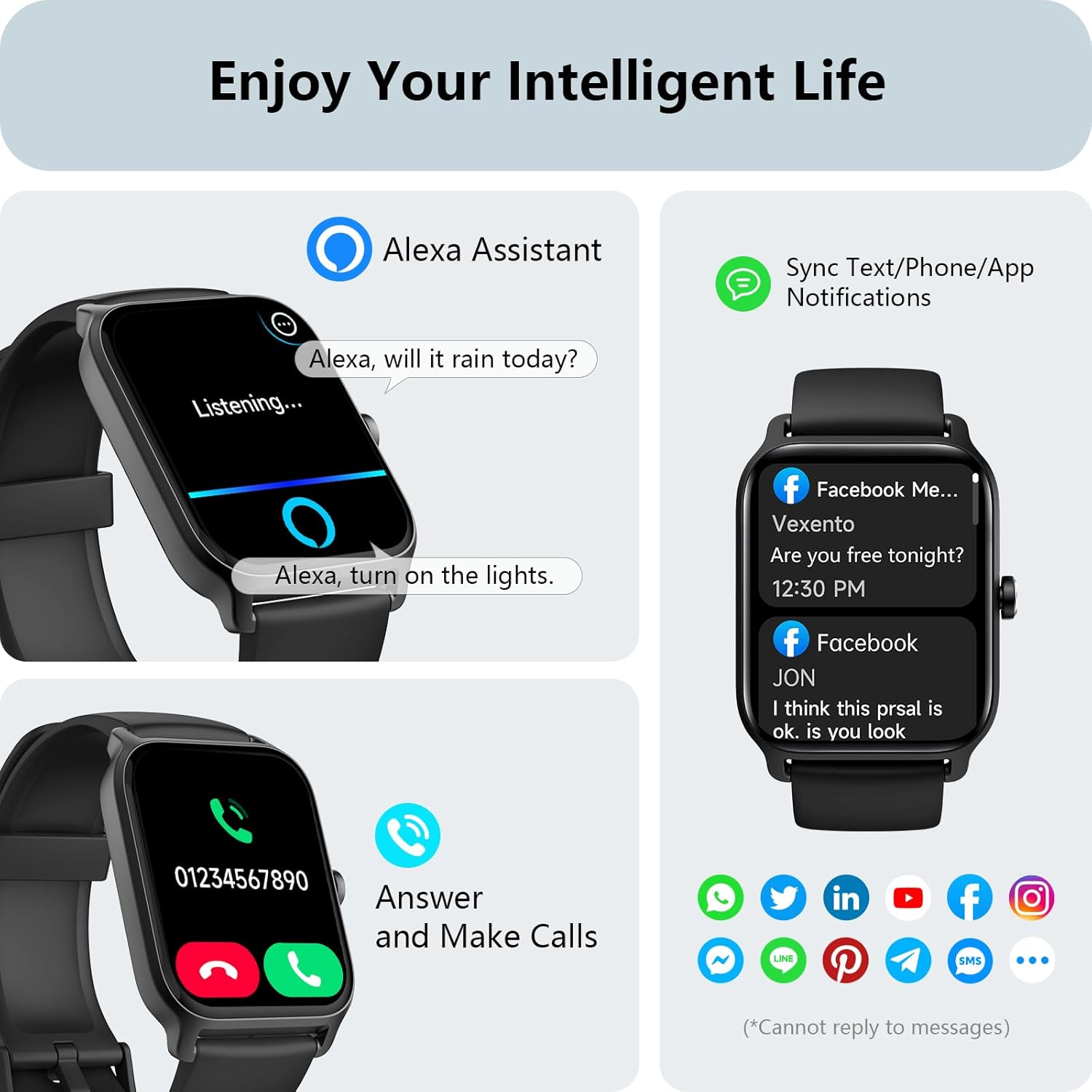 Smart Watch for Men Women, Answer/Make Calls, Alexa Built-in, [1.8" HD Screen] S...