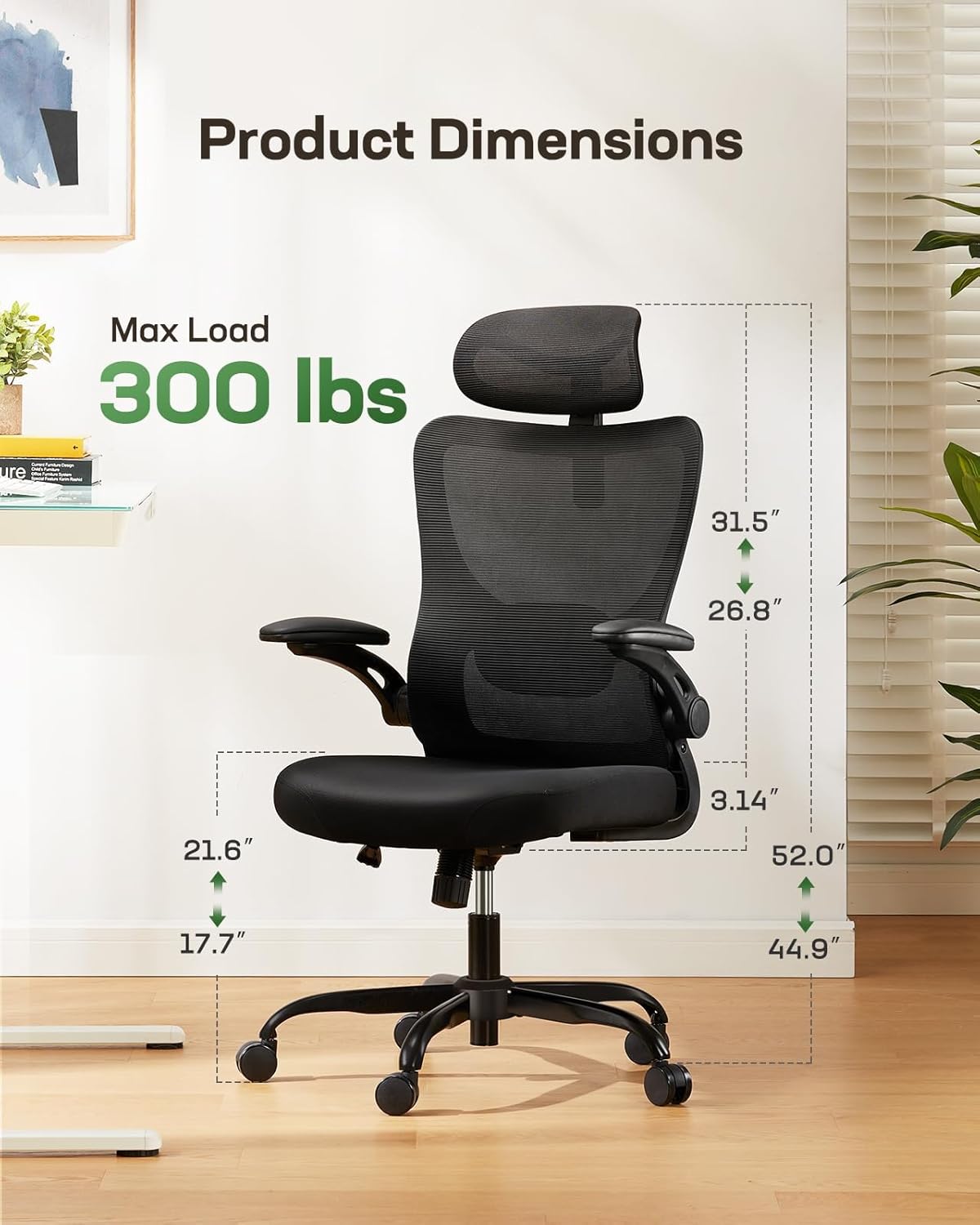 Marsail Ergonomic Office Chair: Office Desk Chair with High Back Mesh and Adjust...