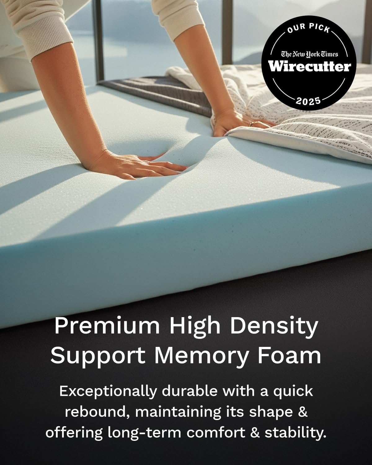 ViscoSoft 3 Inch Memory Foam Mattress Topper Queen - Select High Density Ventila...