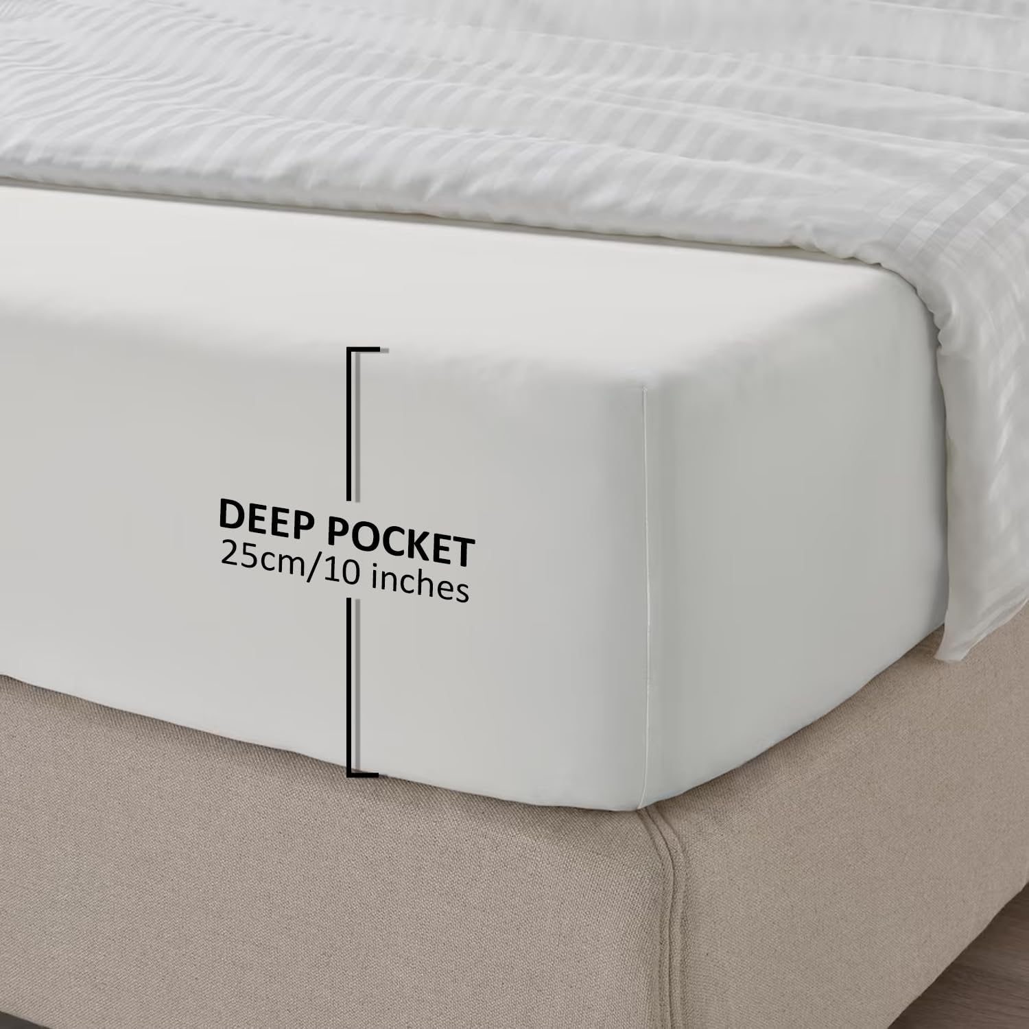 Double Fitted Sheet 25 cm Deep Brushed Microfiber Ultra Soft No-Iron Wrinkle-Res...