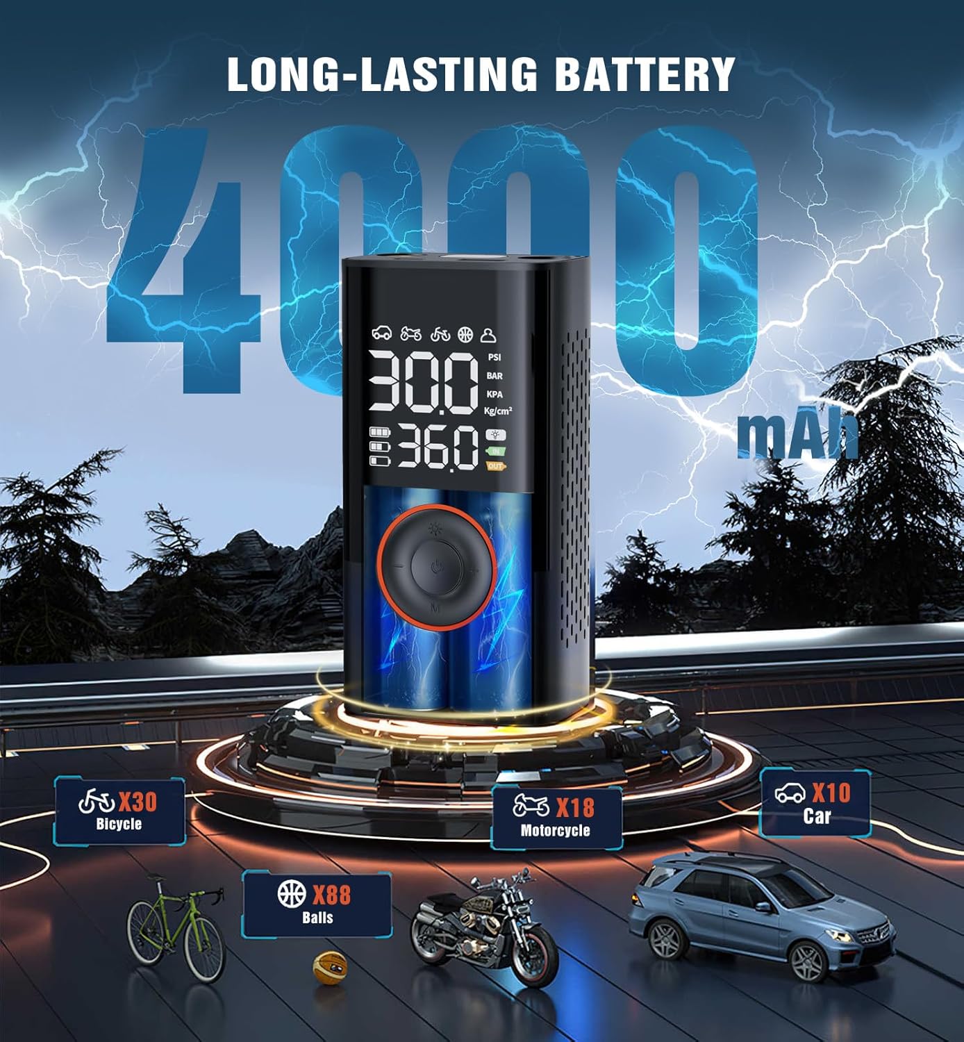 Tyre Inflator Air Compressor, Special Portable Cordless Tyre Pump with Digital P...