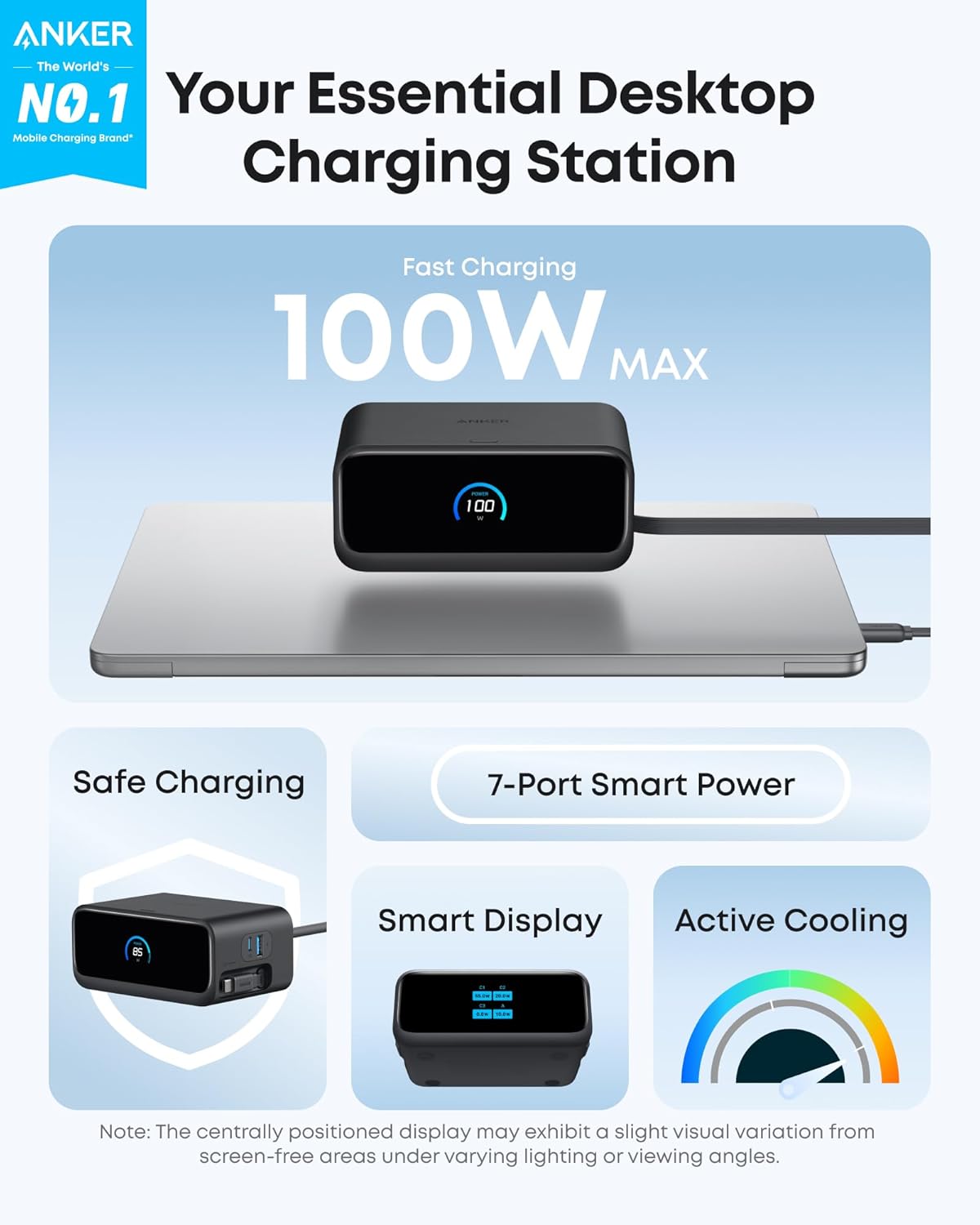 Anker Nano Charging Station, Innovative Power Strip with 100W 7-in-1 Features, U...