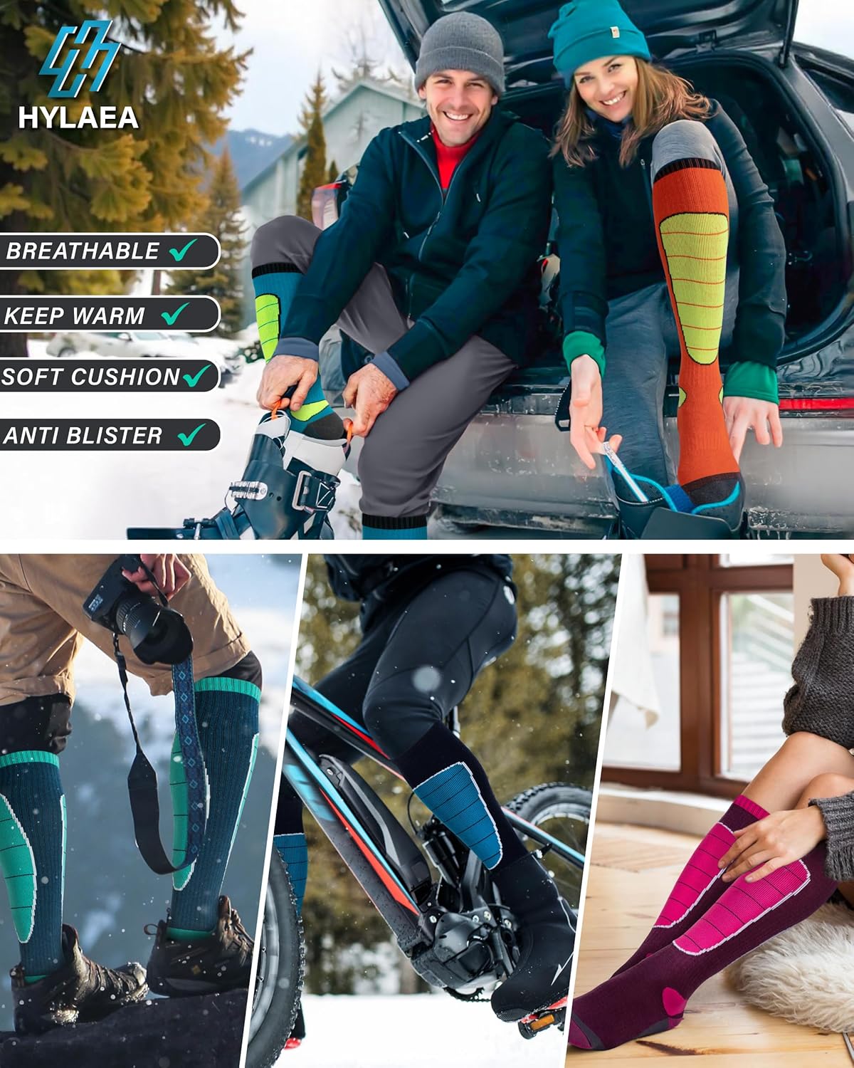 Hylaea Merino Wool Ski Socks, Cold Weather Socks for Snowboarding, Snow, Winter,...