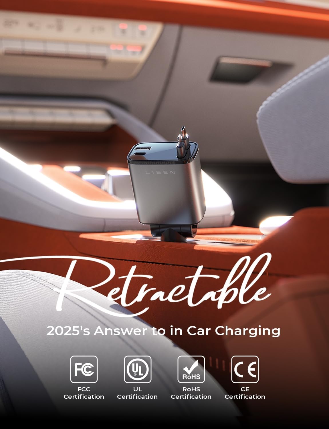 LISEN Retractable Car Phone Charger Mens Gifts for Men Women Gadgets for Men Cig...