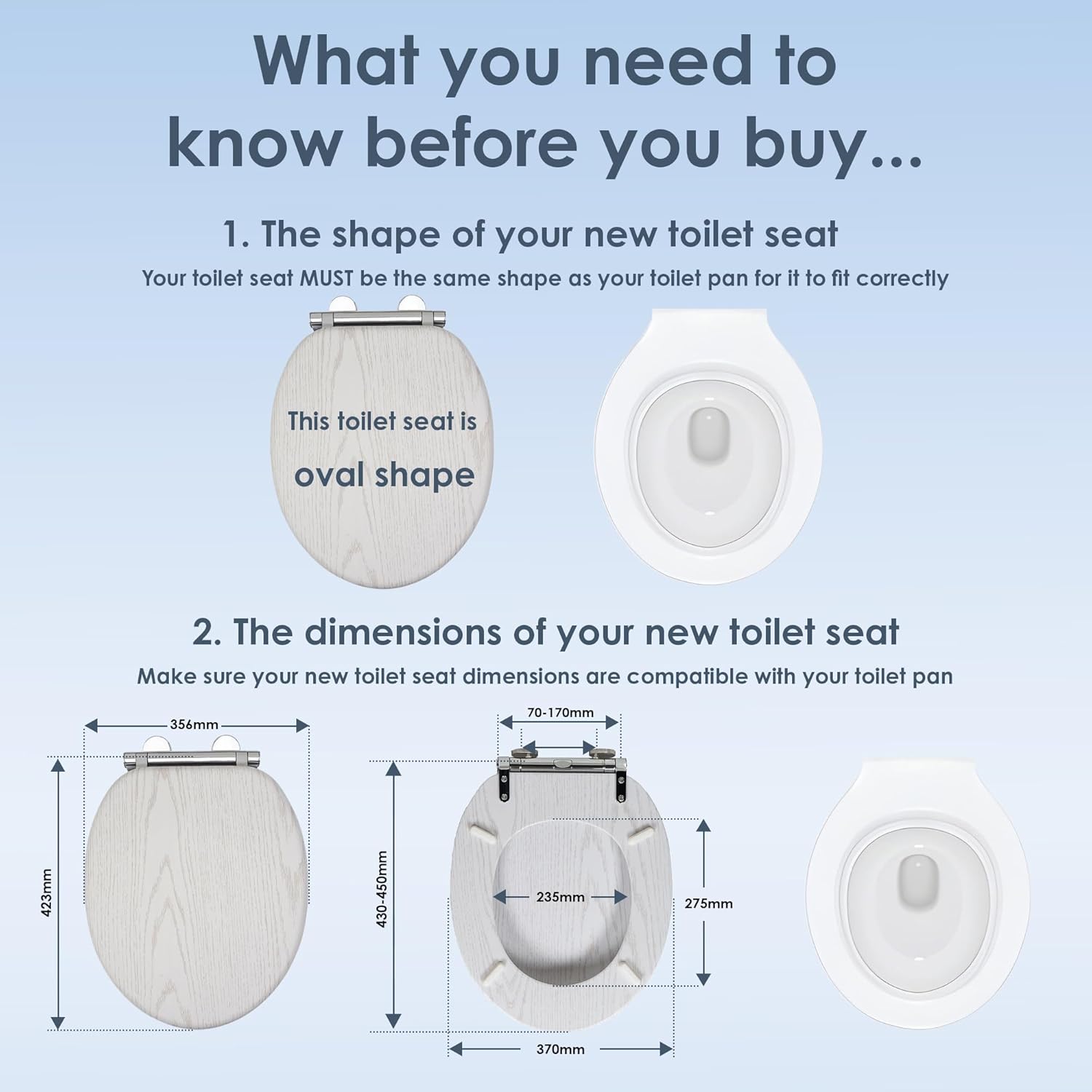 AQUALONA® Luxury White Oak Effect Toilet Seat - Soft Close MDF Moulded Wood Seat...
