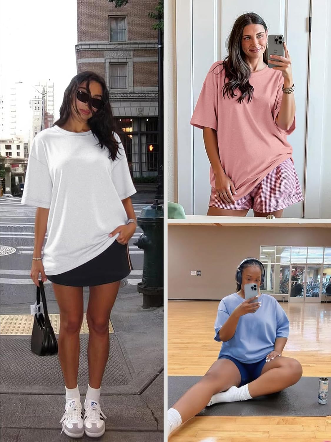 ATHMILE Womens Oversized T Shirts Loose Fit Crewneck Short Sleeve Tops Summer Ca...