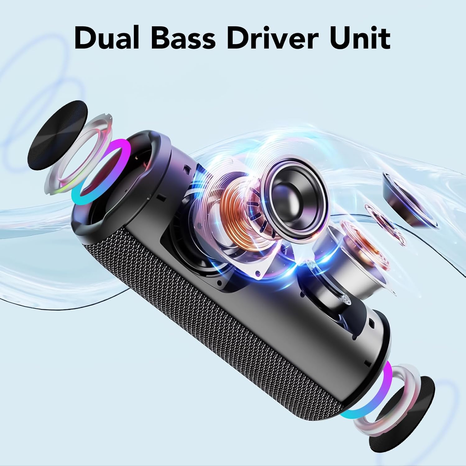 Portable Bluetooth Speaker with 30W Stereo Sound, 24H Playtime, 3 EQ Mode & 8 RG...