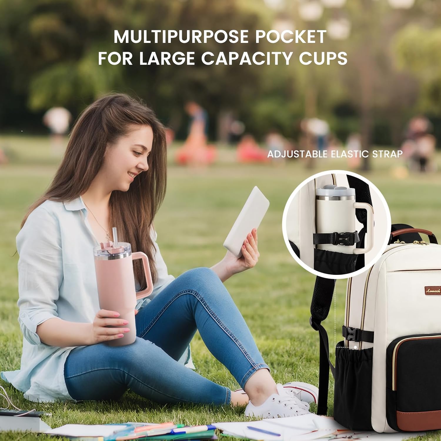 LOVEVOOK Laptop Backpack for Women with Pouch Pocket for Large Capacity Cup,15.6...