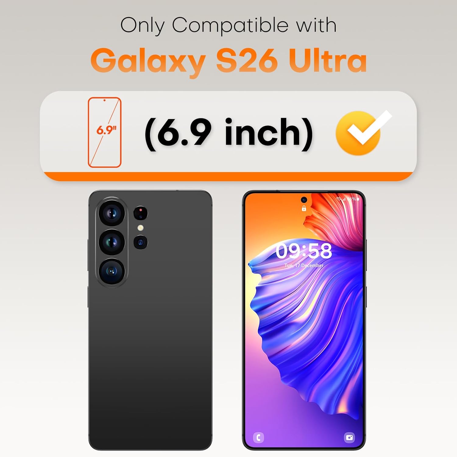 Excellent TOCOL Screen Protector 2 Pack, Compatible with Samsung Galaxy S26 Ultr...