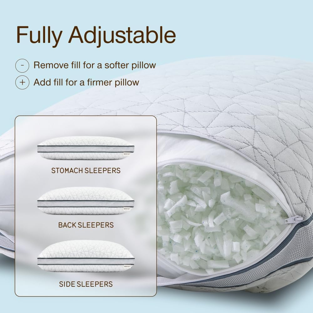 Coop Home Goods Eden Bed Pillow Queen Size for Sleeping on Back, Stomach and Sid...