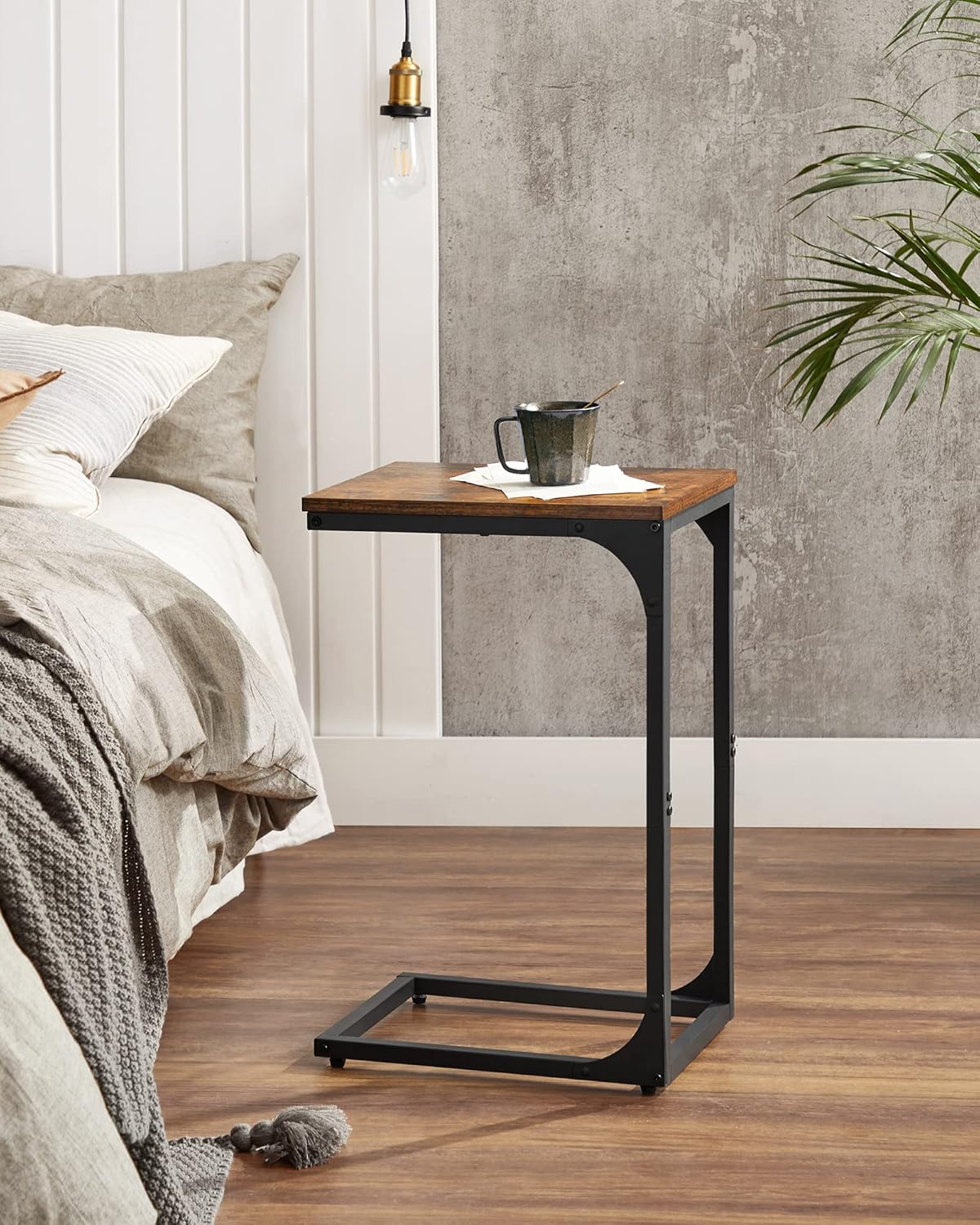 VASAGLE C-Shaped Side Table, Bedside Table, Sofa Side Table, Coffee Table, with...