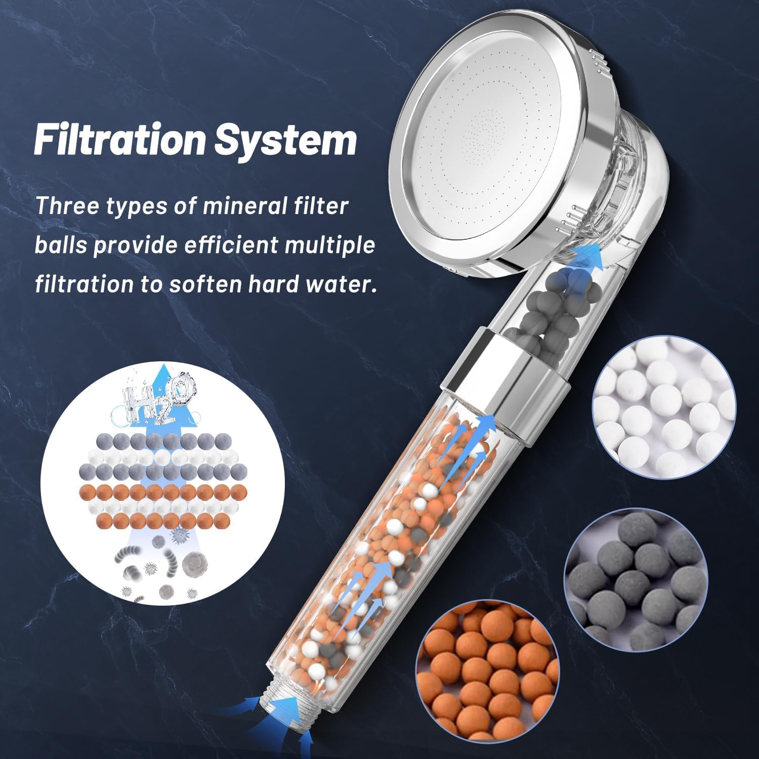 Innovative VEHHE Shower Head, High Pressure Beads Shower Head with Hose 1.5M Set...