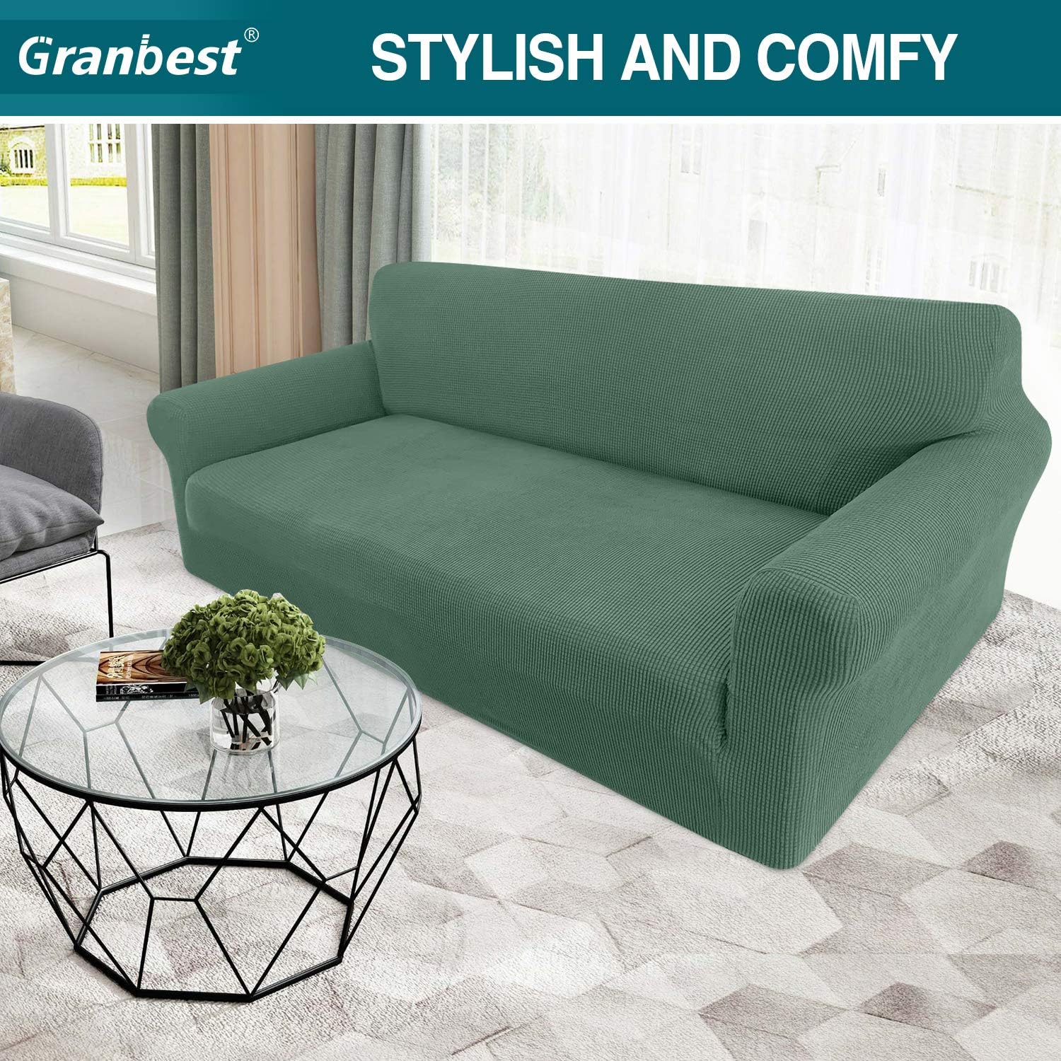Granbest High Stretch Sofa Covers, Special Couch Covers for 3 Seater, Super Soft...