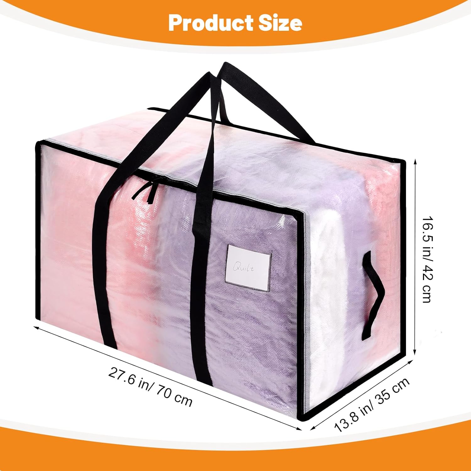High-Quality 8 Pack 105L Clear Moving Bags, Durable Clothes Storage Bags with Zi...