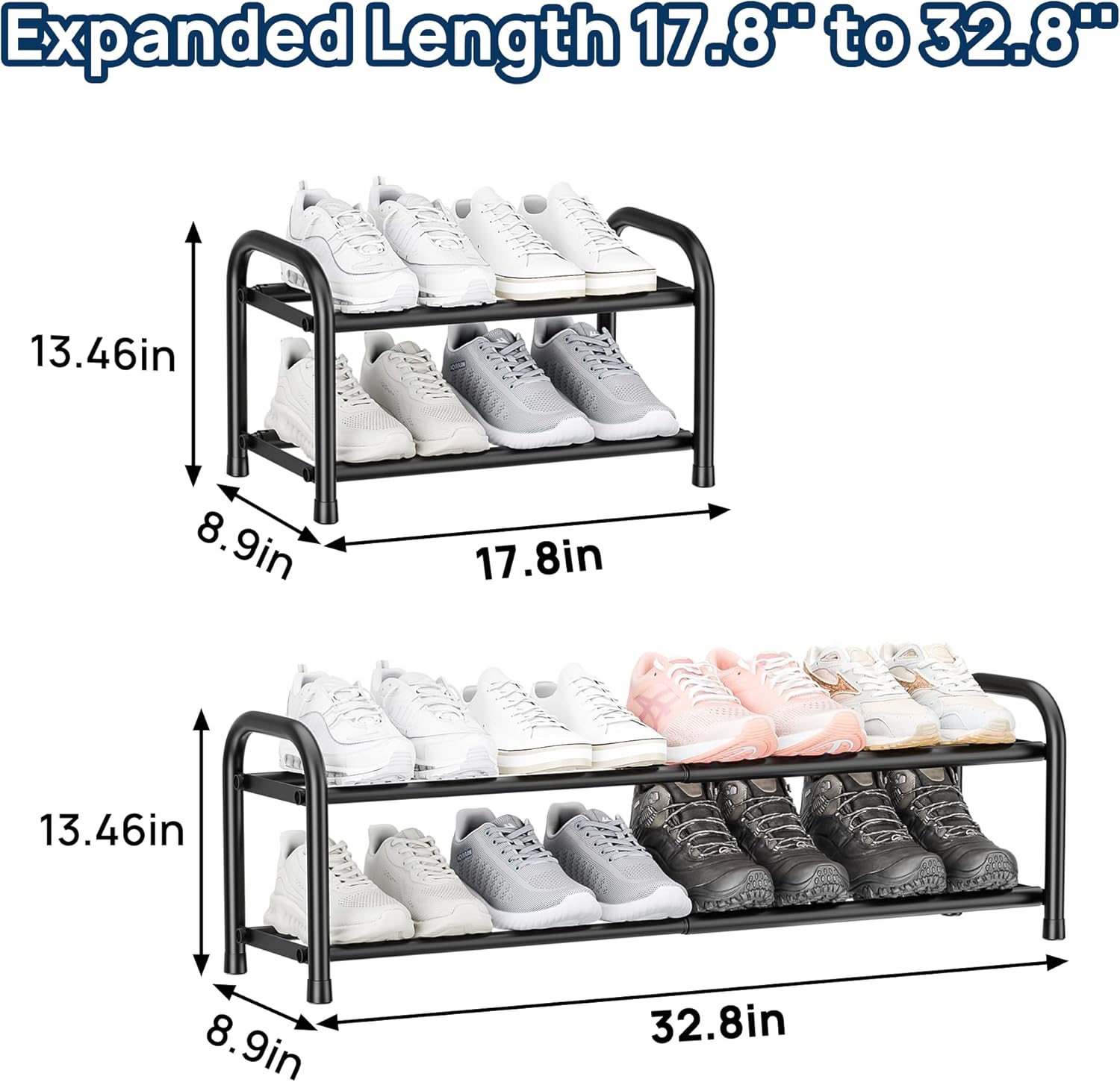 ENJOYBASICS Expandable Shoe Rack, Unique Shoe Storage Solution with Adjustable M...