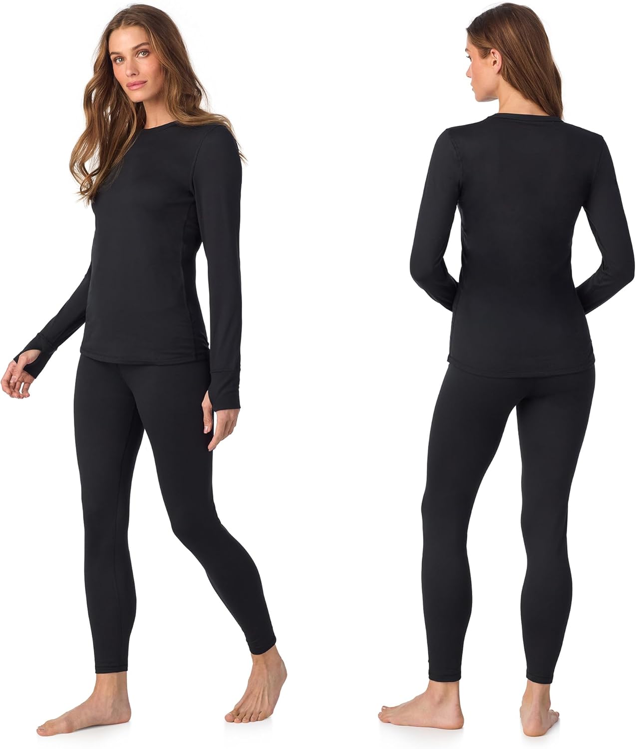 Cuddl Duds Womens Heavyweight Cold Weather Fleece Lined Thermal Set – Long Sleev...