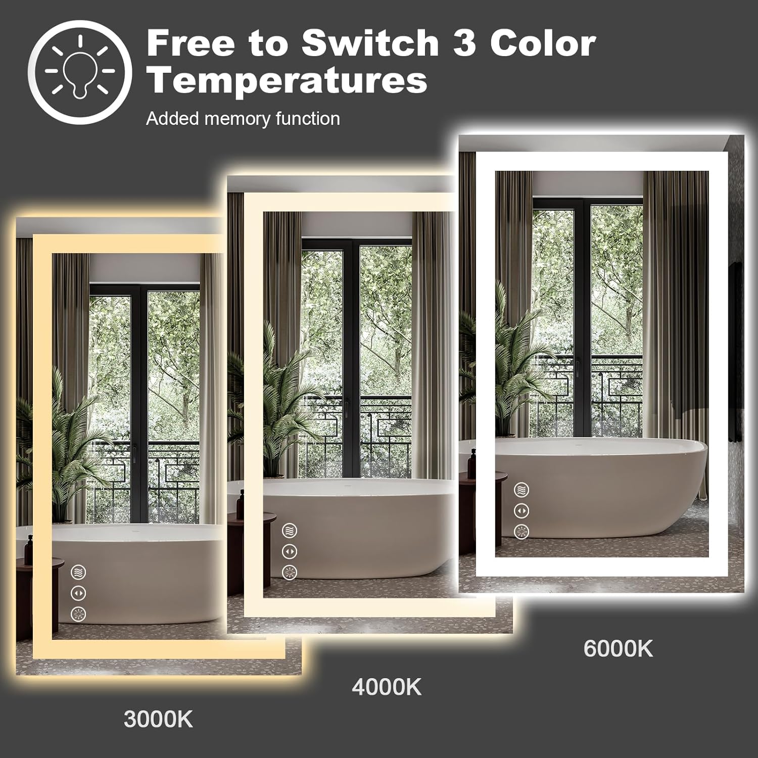 Amorho LED Bathroom Mirror, 68" X38" with Front and Backlight, Stepless Dimmable...