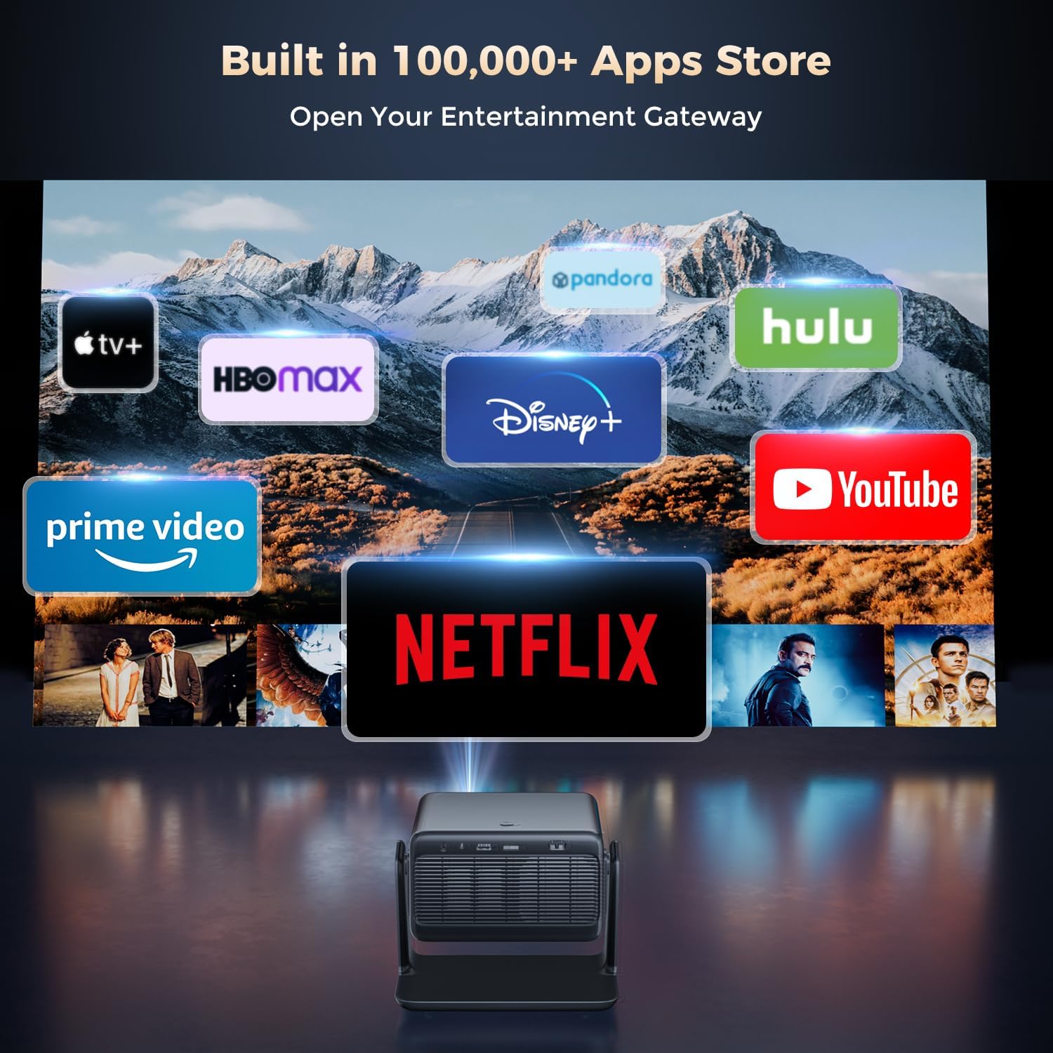 Smart 4K Projector Compatible with Netflix, Dolby Audio, Auto Focus & Keystone,...