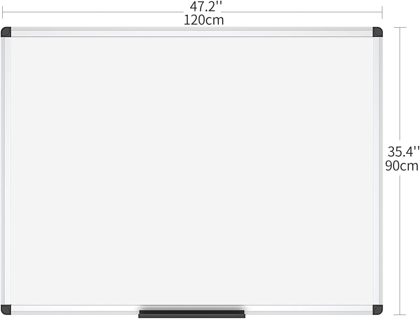 VIZ-PRO Magnetic Whiteboard 120 x 90 cm, Dry Erase White Board with Pen Tray, Si...