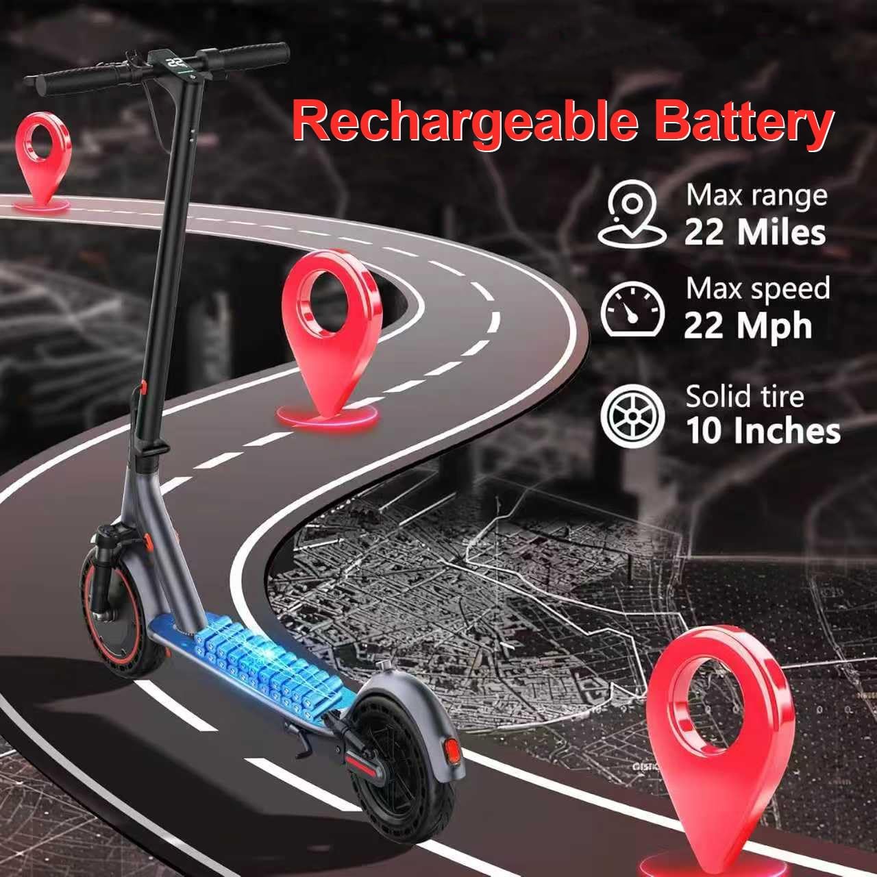 Maxshot Electric Scooter, 8.5" /10" /14" Tire, 16/19/22 Mph Top Speed, 12/16/21/...