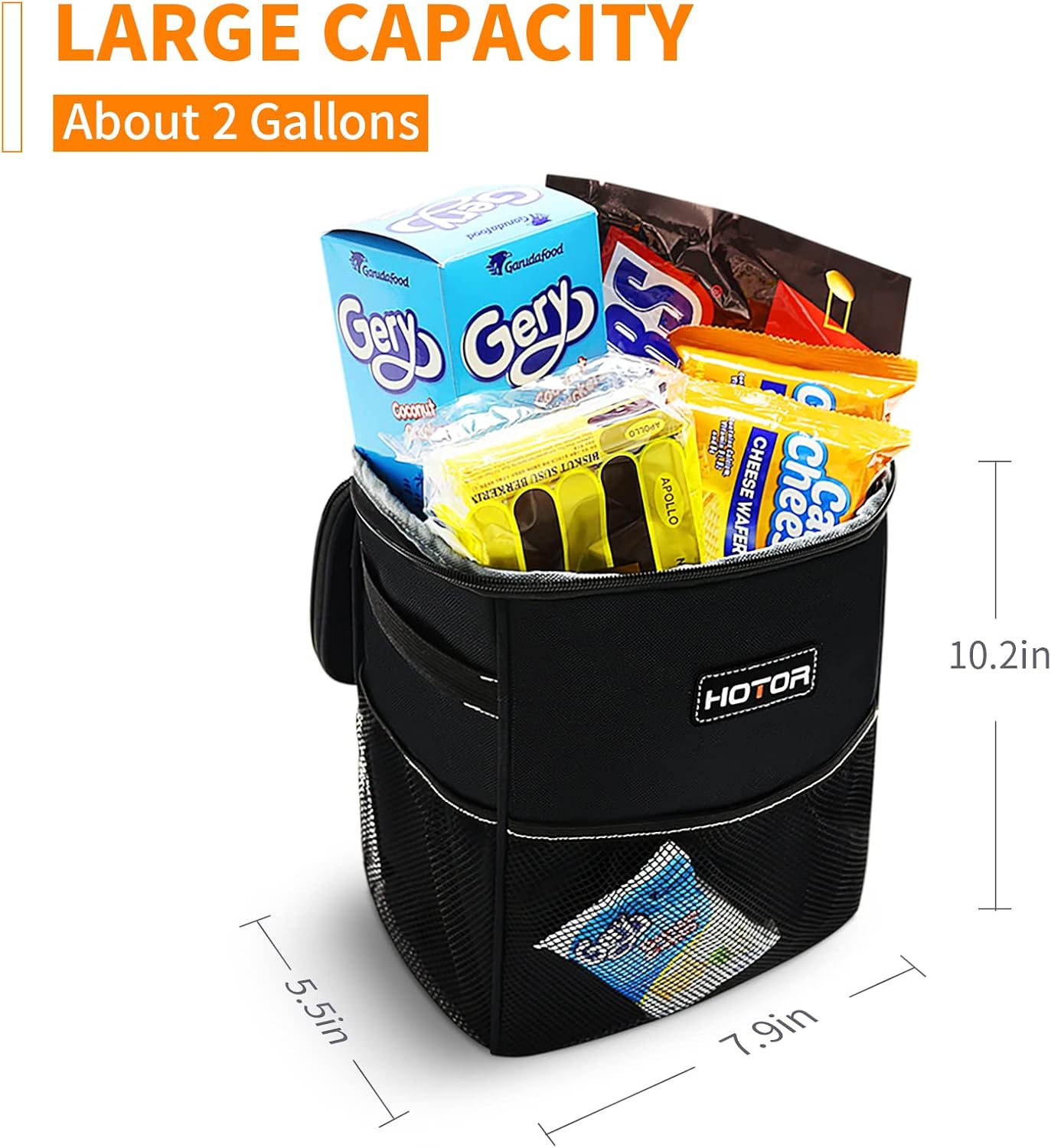HOTOR Car Bin: Leak-Proof, Foldable, Waterproof Interior Accessory With Lid, Adj...