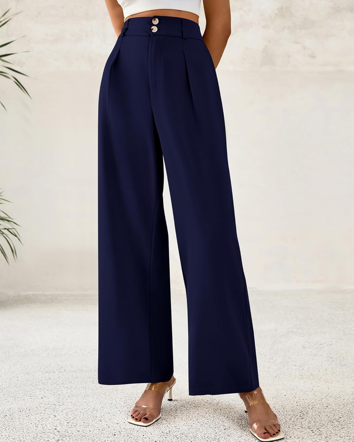 BTFBM Women Wide Leg Dress Pants 2026 High Waisted Button Pleated Business Casua...