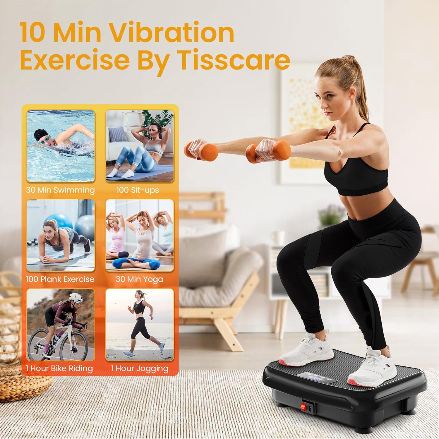 TISSCARE Vibration Plate Exercise Machine, Special Mini Vibrating Plates for Lym...