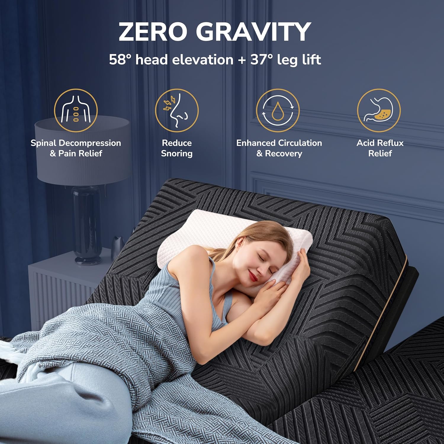 EGOHOME Split King Adjustable Bed Frame and 14 Inch Cooling Memory Foam Mattress...