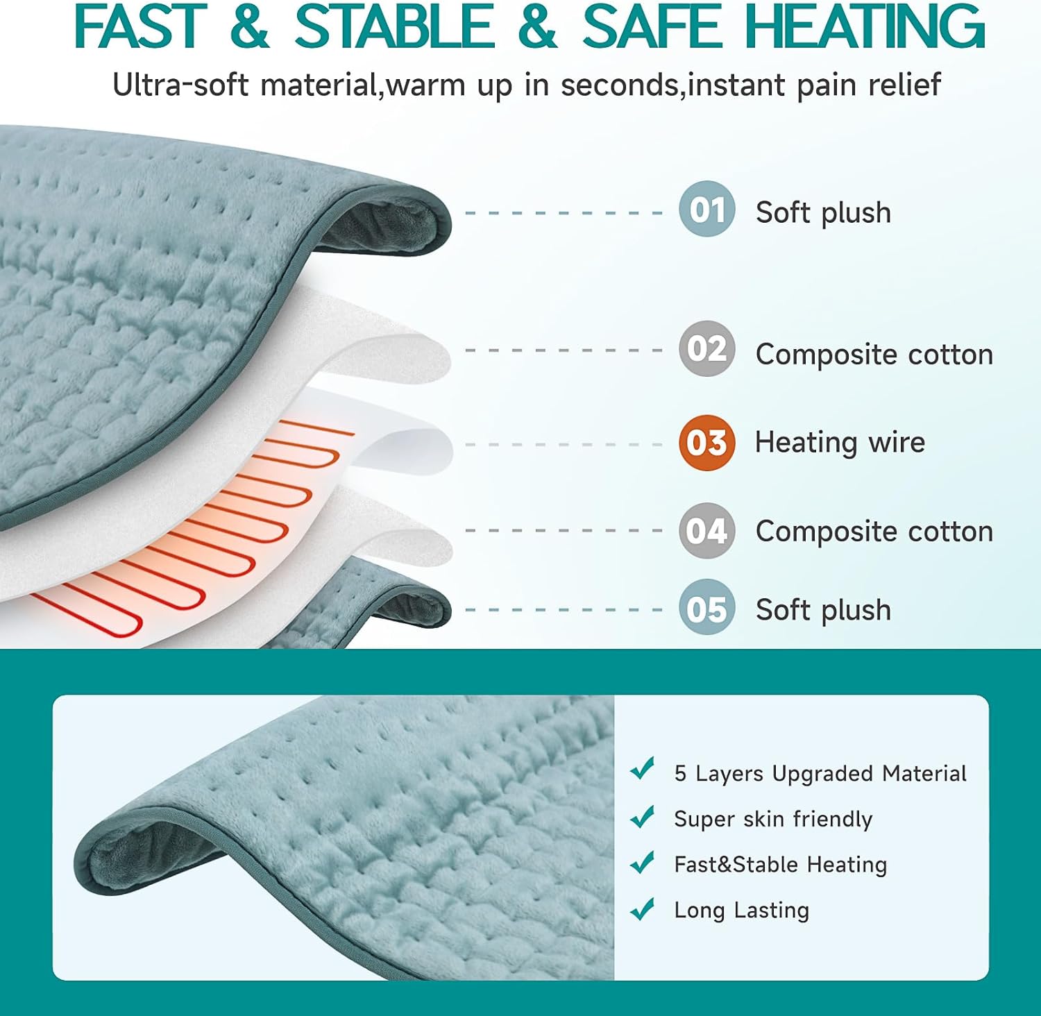 Heating Pad for Period Cramps, Heating Pad for Back/Neck/Shoulder Muscle Pain, 6...