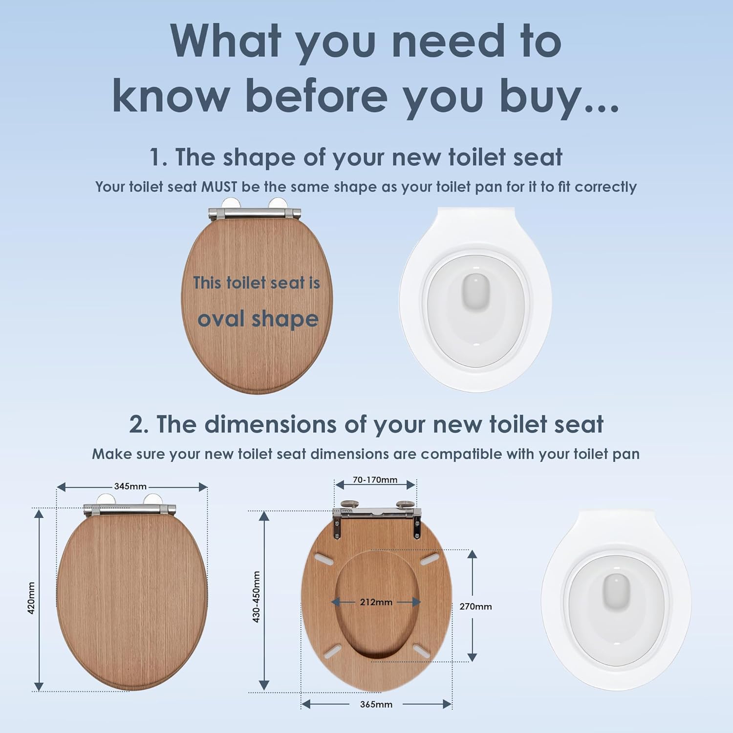 AQUALONA® Premium Tongue and Groove Soft Close Toilet Seat - Moulded Wood - Stai...