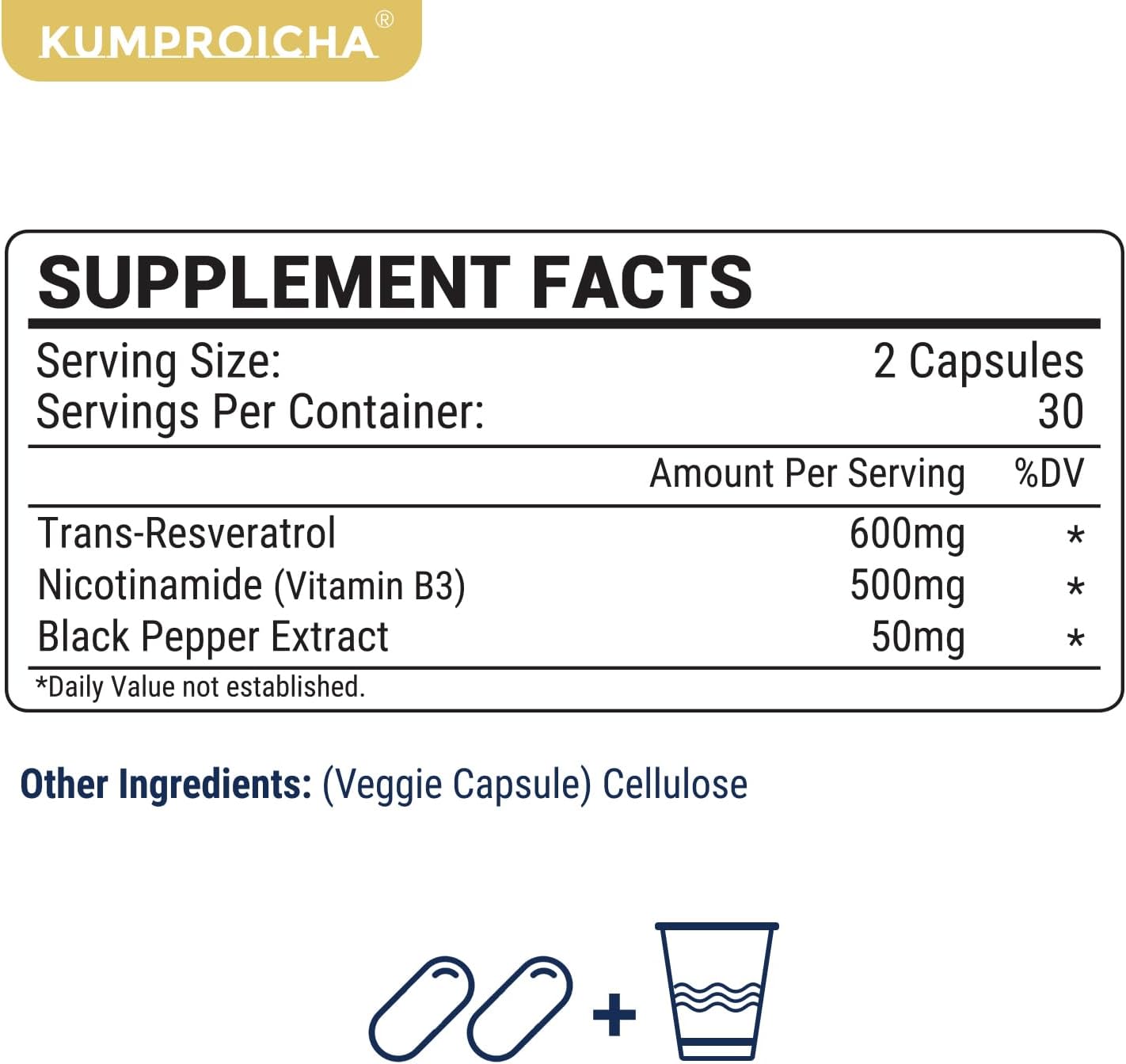 NAD Trans-Resveratrol Supplement, Ultimate Cellular Energy Booster with Black Pe...