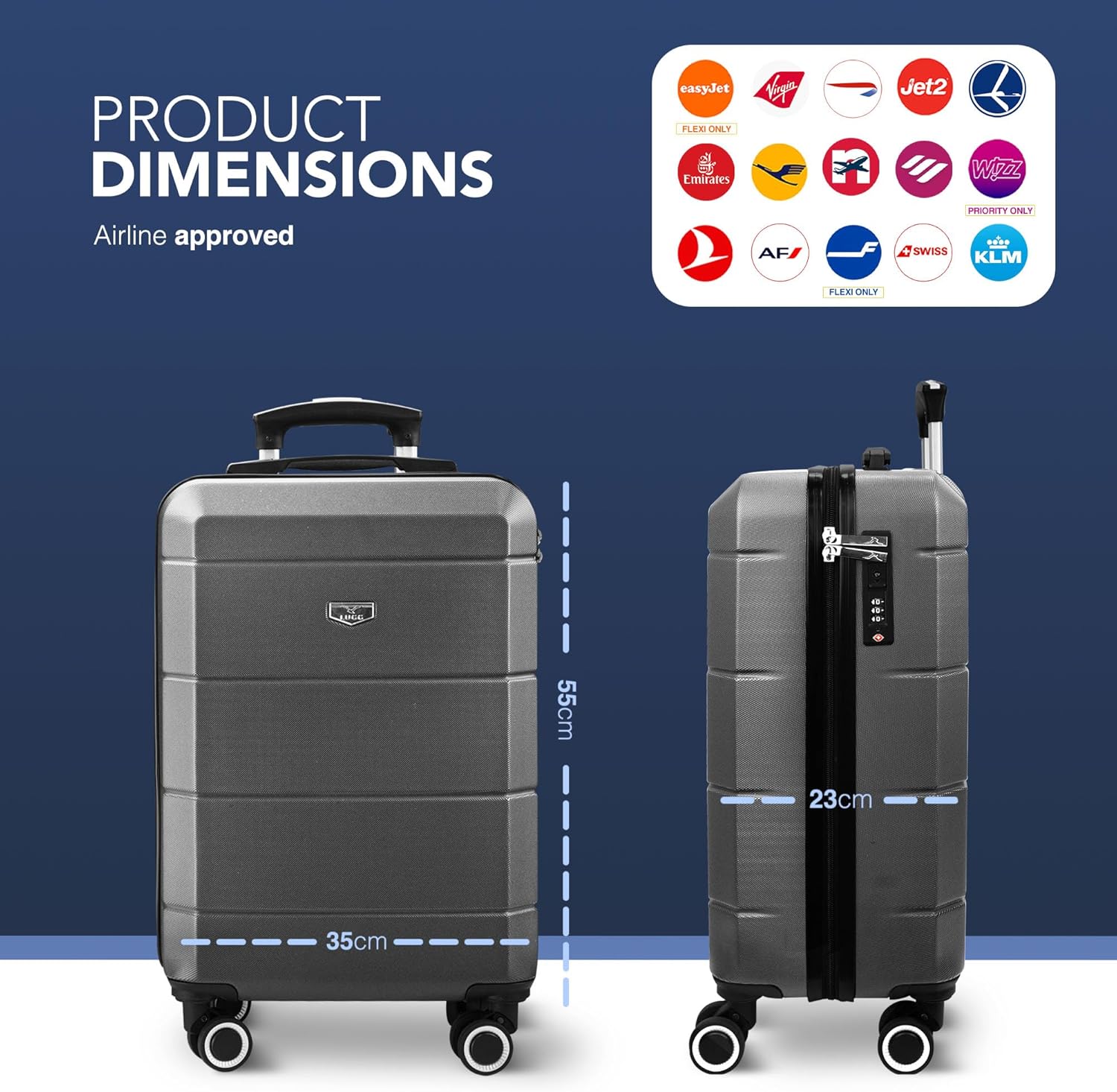 High-Quality LUGG 20 Inch Suitcase, Special Travel Cabin Bag with Lightweight De...