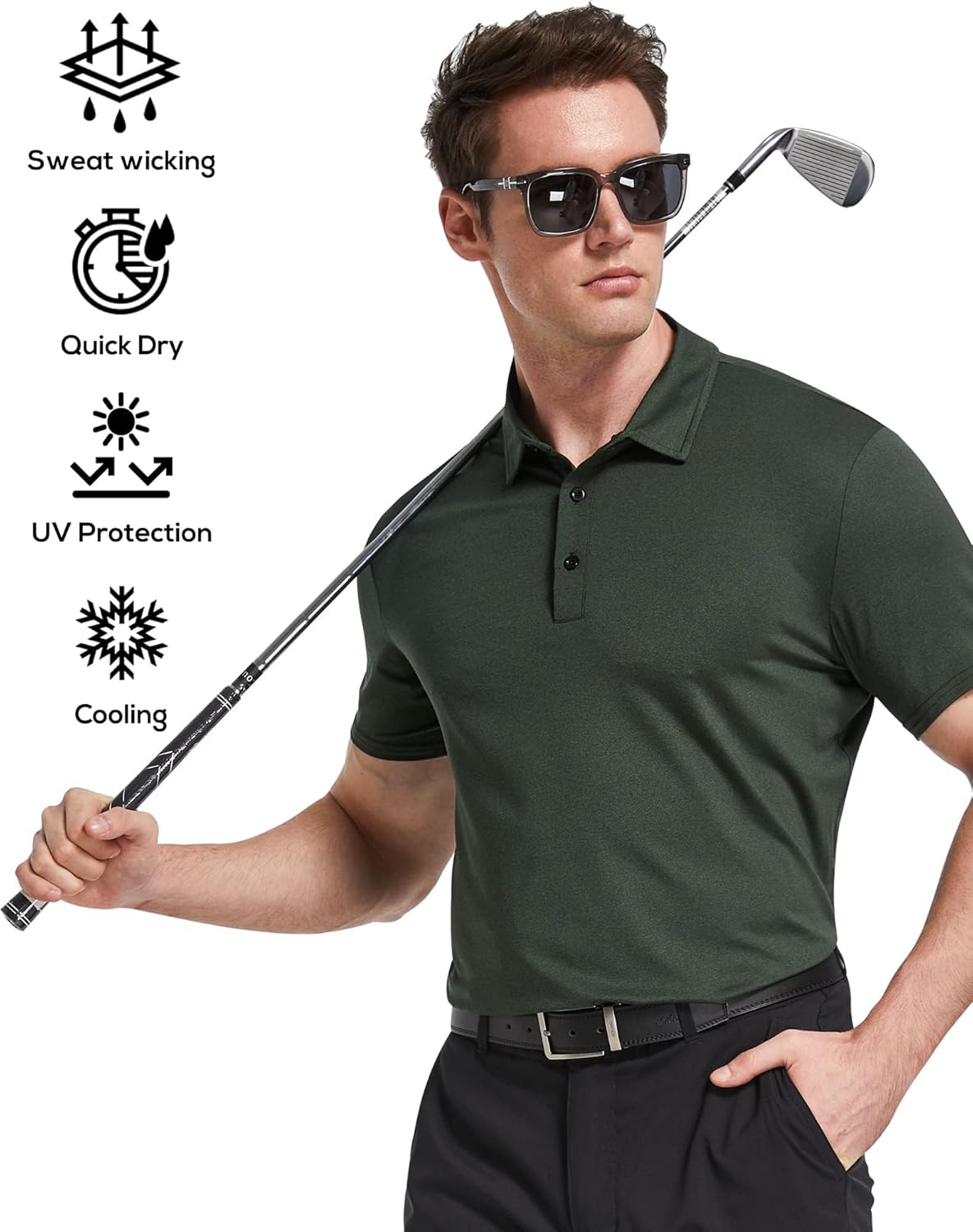 TELALEO 4/5 Pack Mens Polo Shirts Quick Dry Short Sleeve Golf T Shirt Performanc...