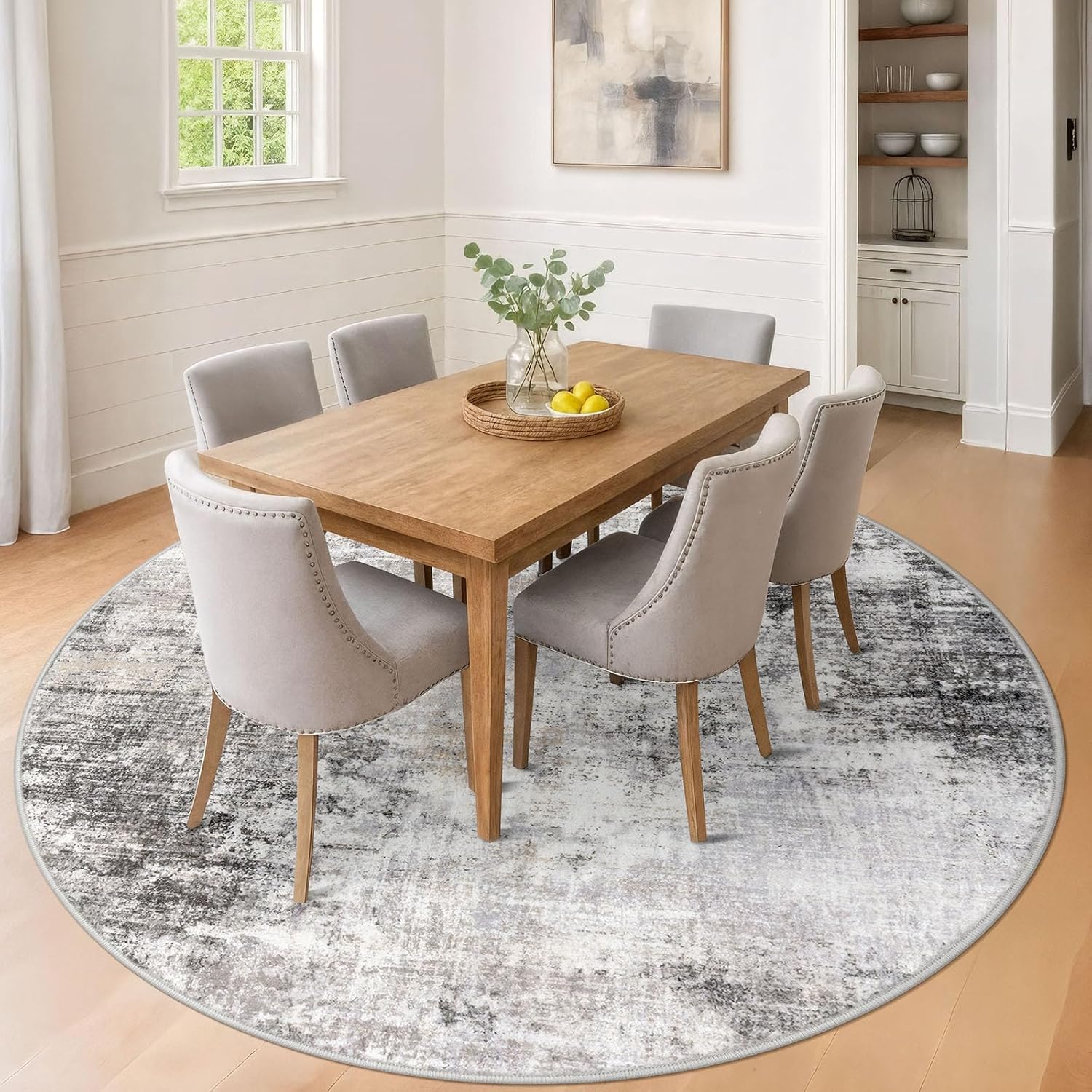 IOHOUZE Abstract Round Area Rug, Special Round Rug 8 Ft for Comfortable Living,...