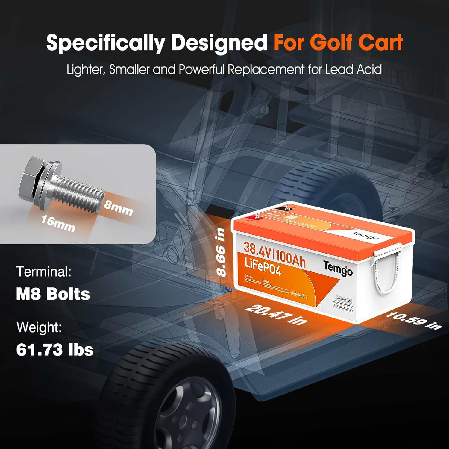 36V Golf Cart Battery, Special LiFePO4 Lithium Battery with Complete Upgrade Kit...