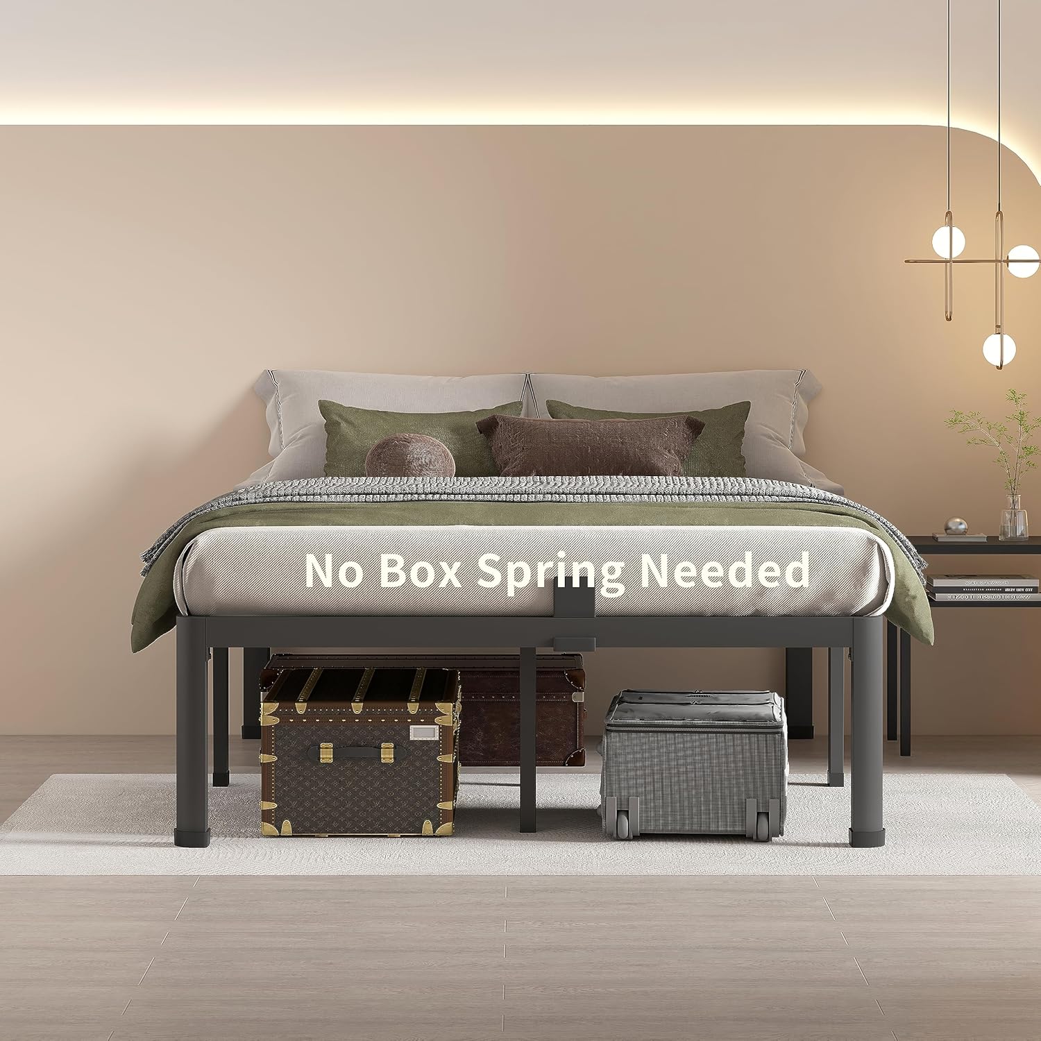 MAF 14 Inch Queen Metal Platform Bed Frame with Round Corner Legs, 3000 LBS Heav...