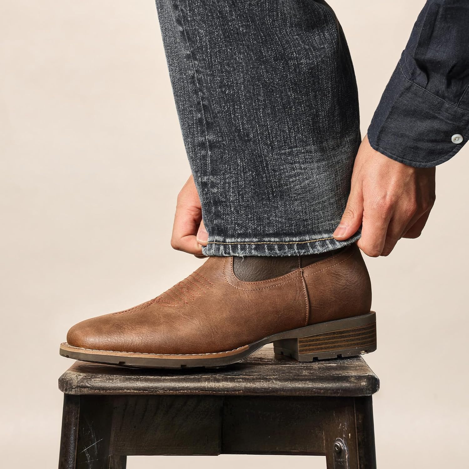 Lumeheel Cowboy Boots for Men - Western Men's Boots with Classic Embroidered, Sl...