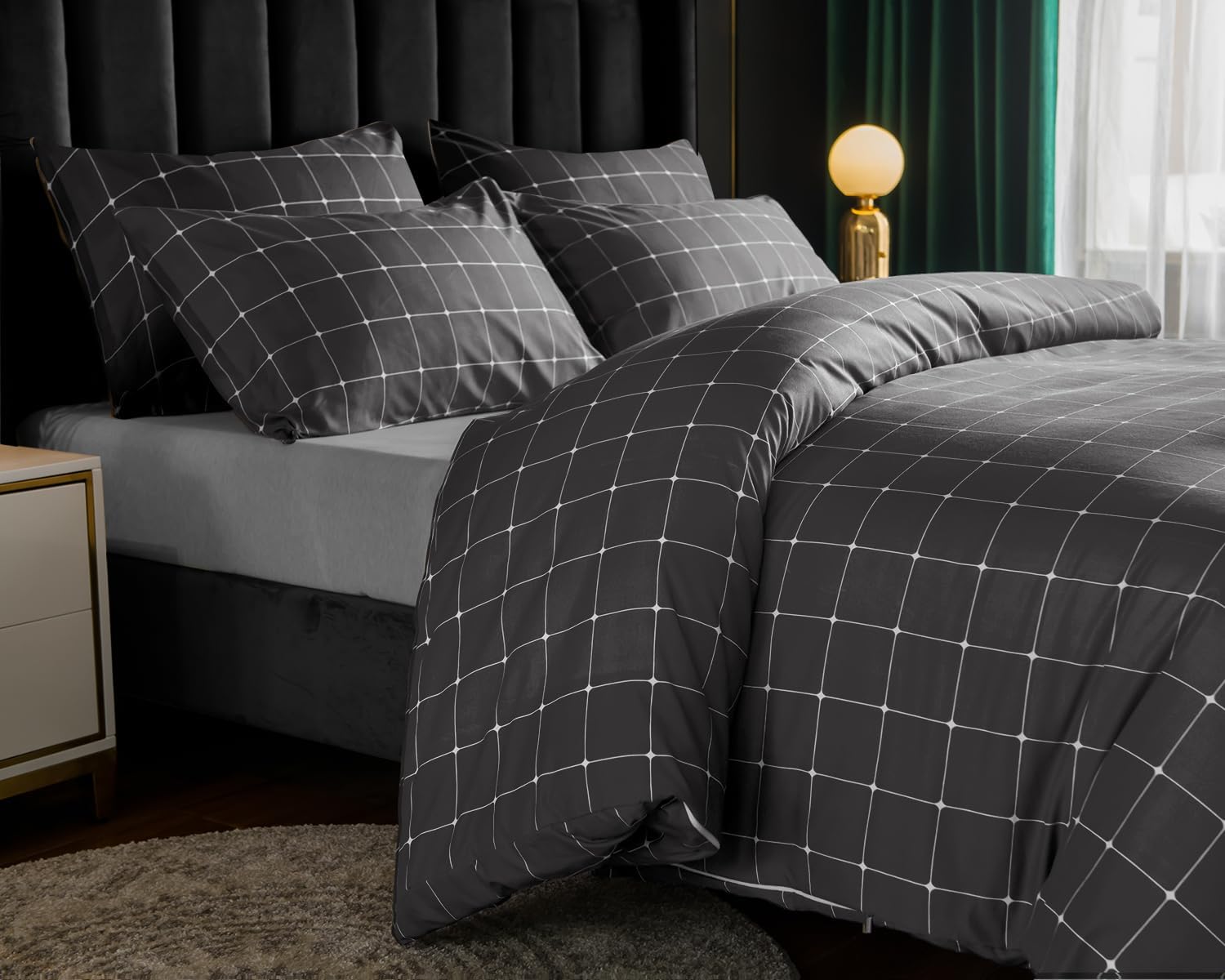 Lazzaro King Size Duvet Cover Sets - Premium Microfiber Kingsize Duvet Cover Set...