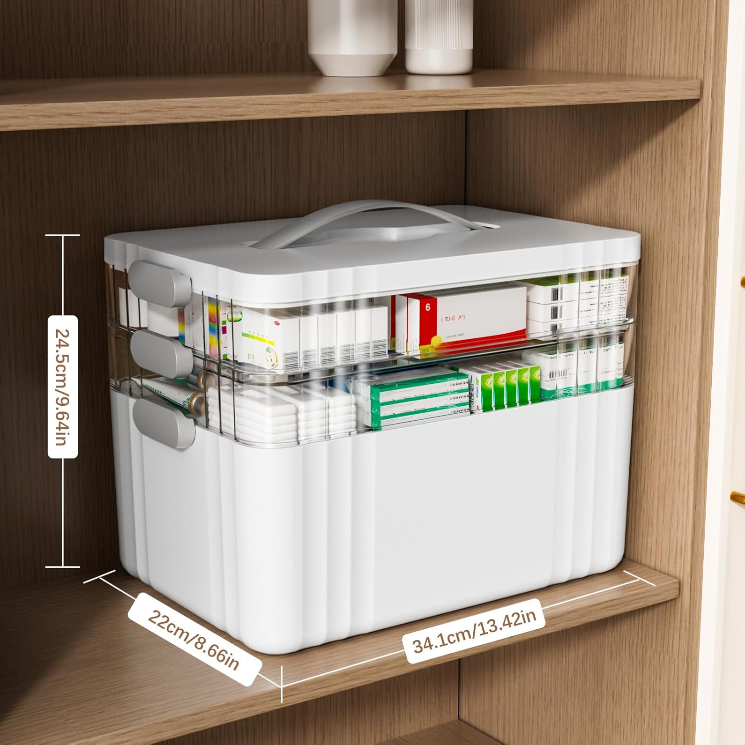 3-Tier Medicine Organizer, Special Portable Medicine Cabinet with Plastic Handle...