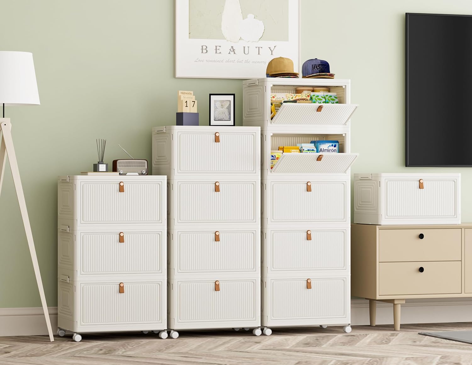 HOMIDEC Storage Boxes with Lids, Special 33 Litre Stackable Storage Unit, Innova...