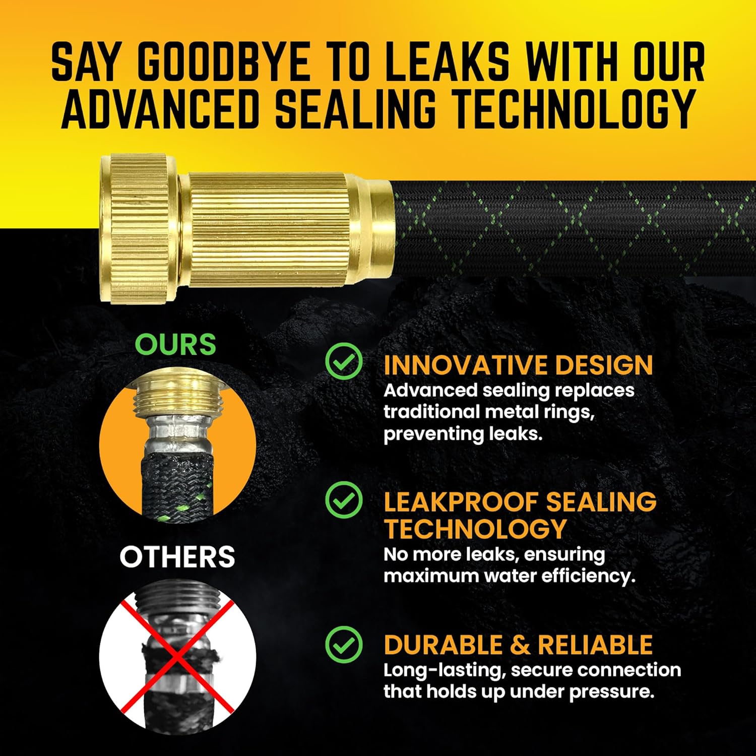 PowerFlow Garden Hose, Special Premium Quality Metal Hose With Durable Fabric Sk...