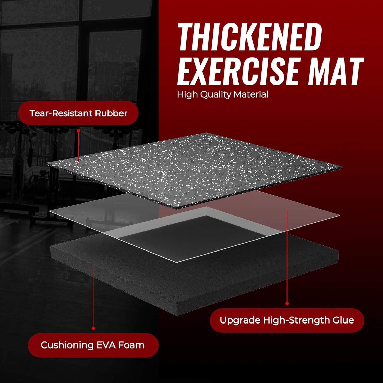 SUPERJARE 0.56'' Thick 12 Pcs 48 Sq Ft Rubber Top Exercise Equipment Mats, High...