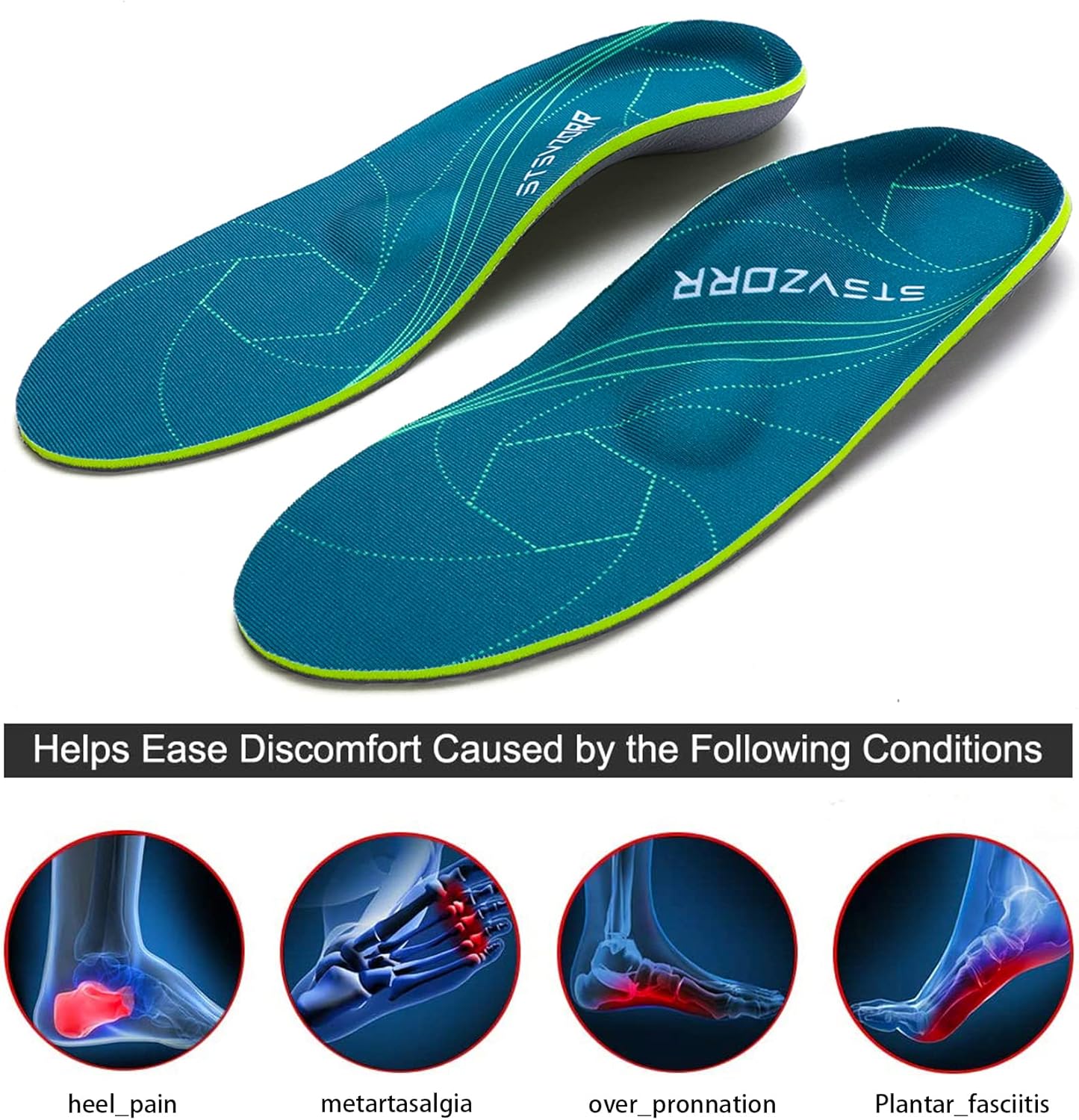 Plantar Fasciitis Arch Support Orthopedic Insoles Relieve Flat Feet Heel Pain Sh...