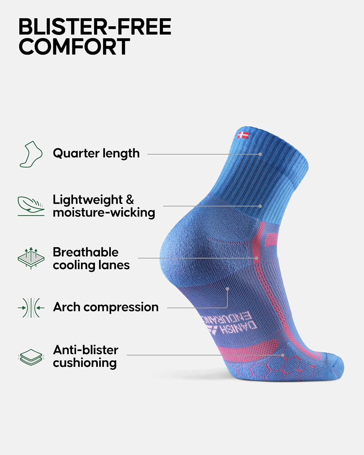 High-Performance DANISH ENDURANCE Running Socks, Special Socks for Long Distance...