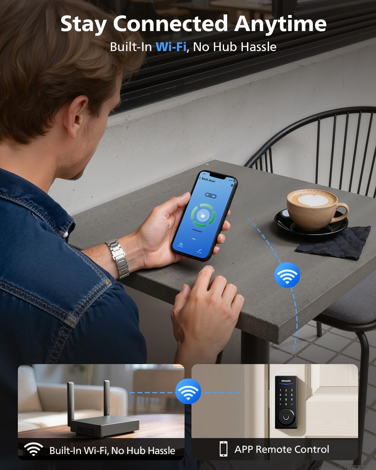 Philips Wi-Fi Smart Lock, Special Smart Lock with Keyless Entry, Innovative Keyp...
