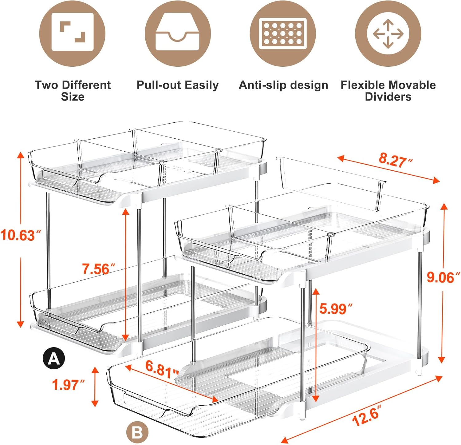 Delamu 2-Tier Multi-Purpose Bathroom Under Sink Organizers and Storage, Stackabl...