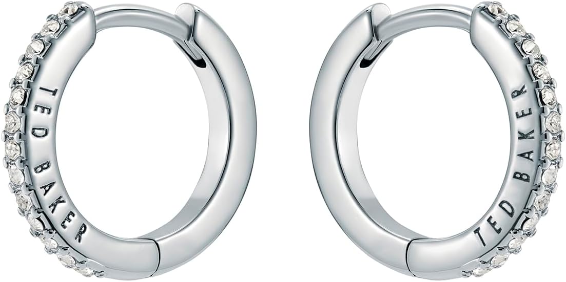 Ted Baker Heplie Crystal Hoop Earrings (14mm outside diameter) For Women Silver