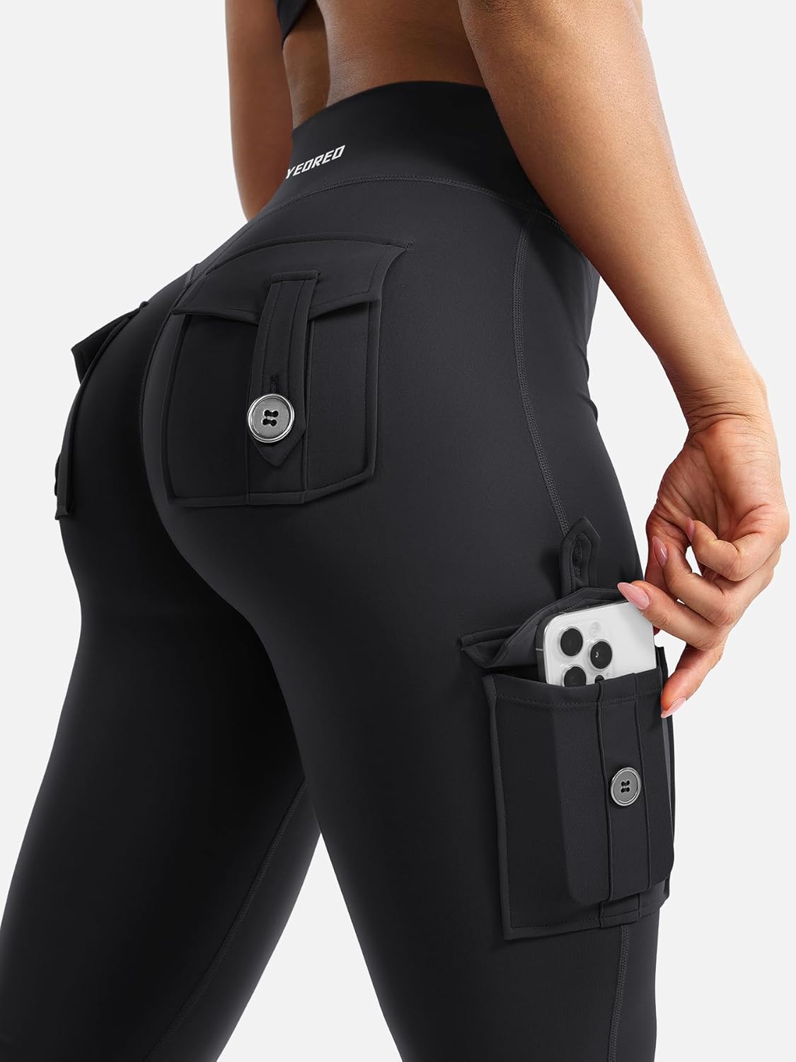 YEOREO CoreFlex Women Workout Flare Leggings with Pockets Hidden Scrunch High Wa...