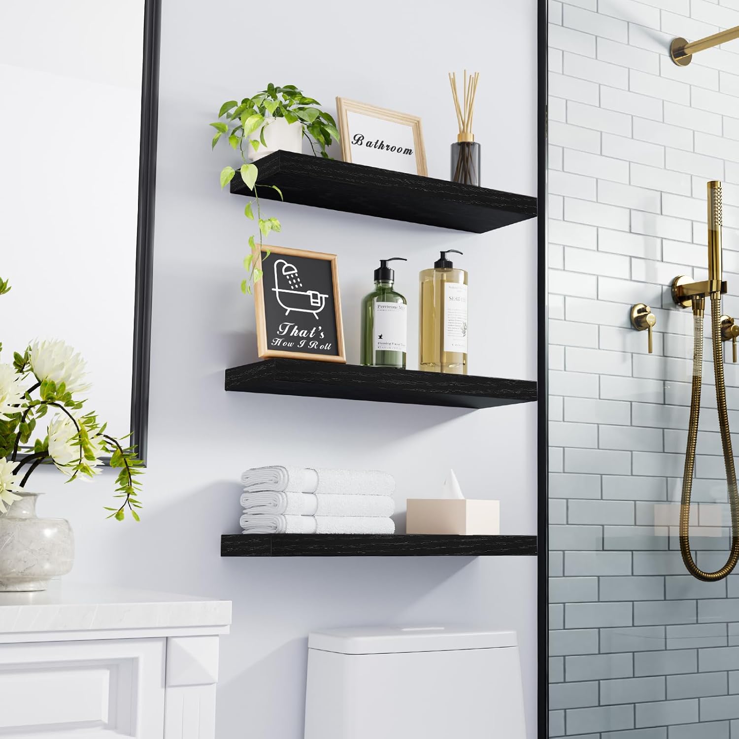 BAYKA Floating Shelves for Wall, Wall Mounted Rust...