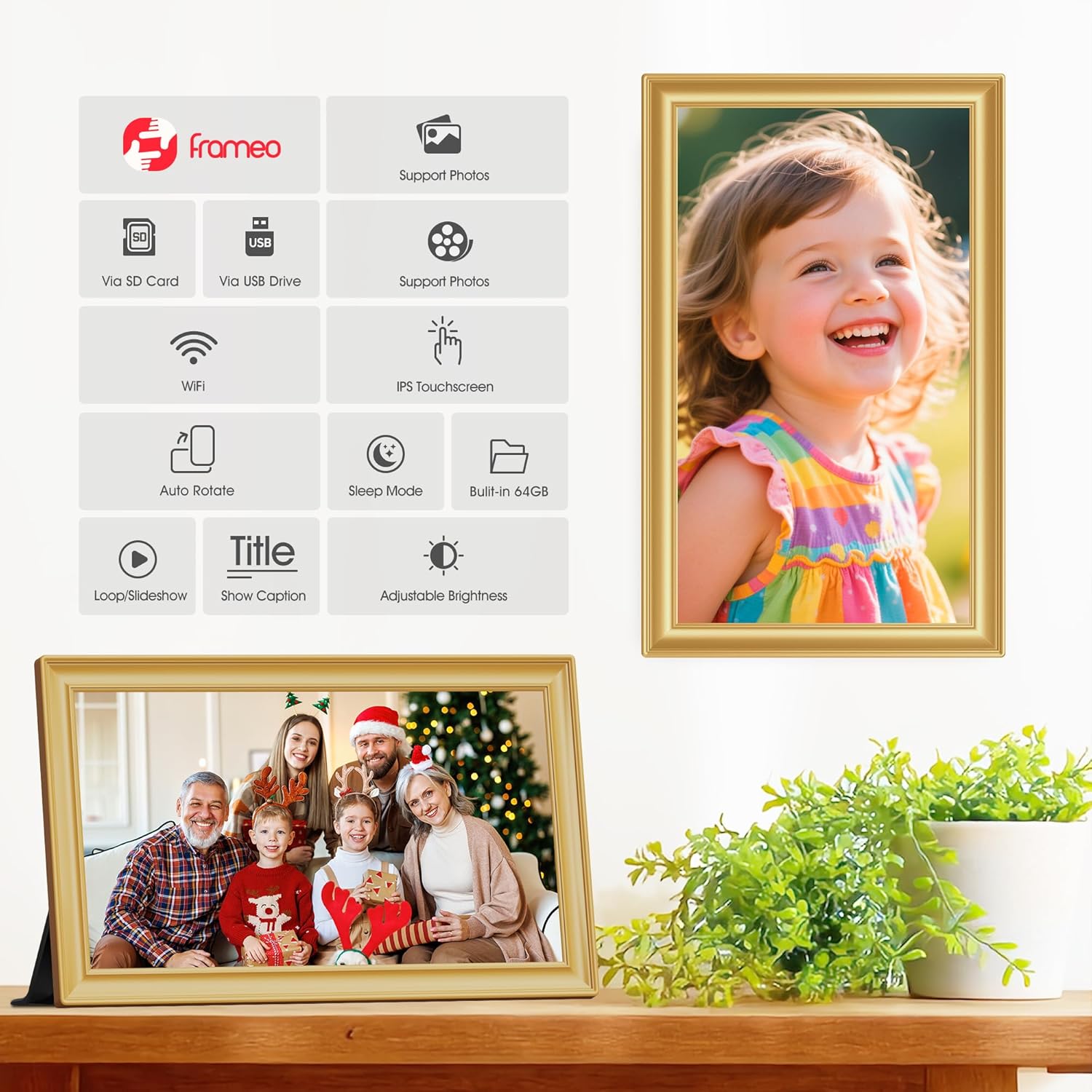 64GB Frameo WiFi Digital Photo Frame, High-Quality Digital Picture Frame with 15...